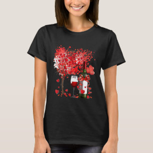 Träd Glass Vin Valentines day Funny Drinking Kärle T Shirt