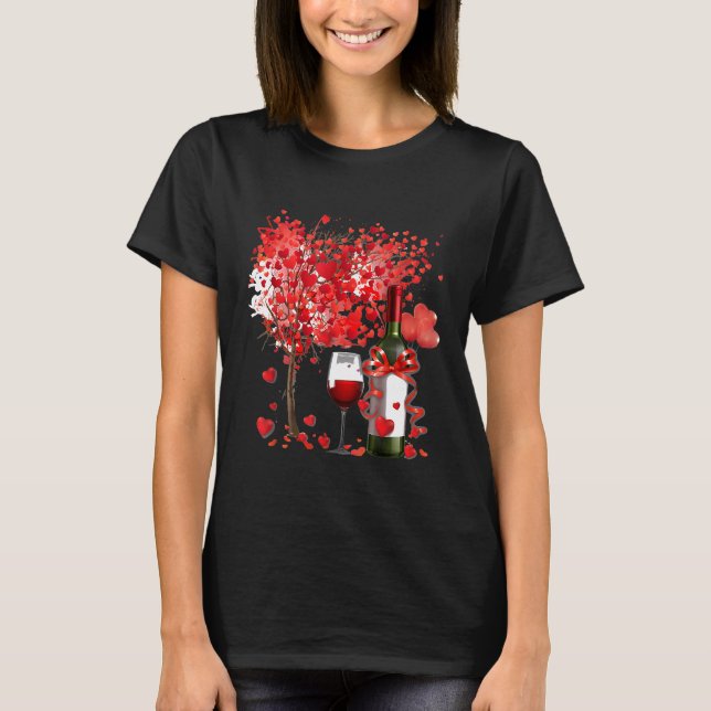 Träd Glass Vin Valentines day Funny Drinking Kärle T Shirt (Framsida)