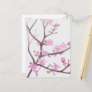 Träd gren blomstrar med rosa blommor i vår helg vykort