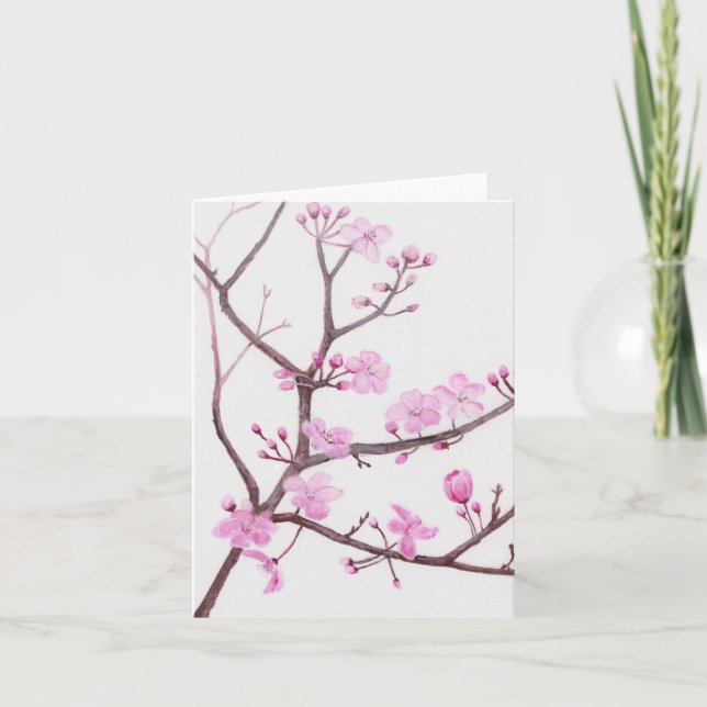 Träd gren blomstrar med rosa blommor i vår kort (Framsida)