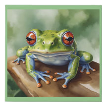 Träd groda, vattenfärg på