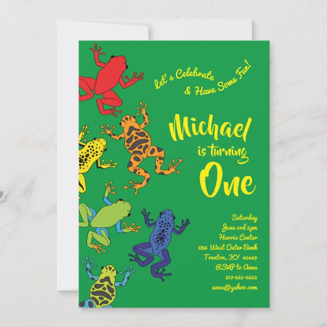 Träd groddar - färgade 1:a födelsedagskallelsen inbjudningar (Framsida)