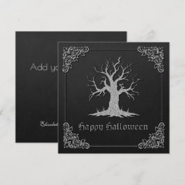 Träd Halloween-hälsningskort för silver