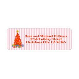 Träd Helgdag i julklappen Julafton Rosa Returadress Etikett