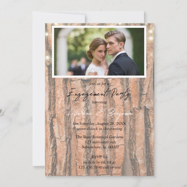 Träd Hjärtgradient Photo Förlovningsfest Inbjudningar (Framsida)