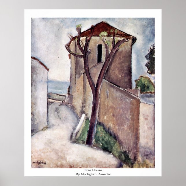 Träd House by Modigliani Amedeo Poster (Framsidan)
