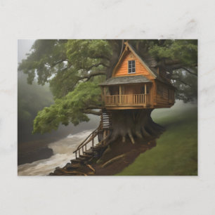 träd house by vatten poster vykort