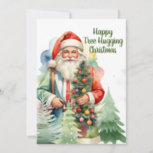 Träd Hugger Santa Flat Helgdag Card Julkort