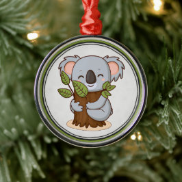 Träd-huggkoala björn julgransprydnad metall