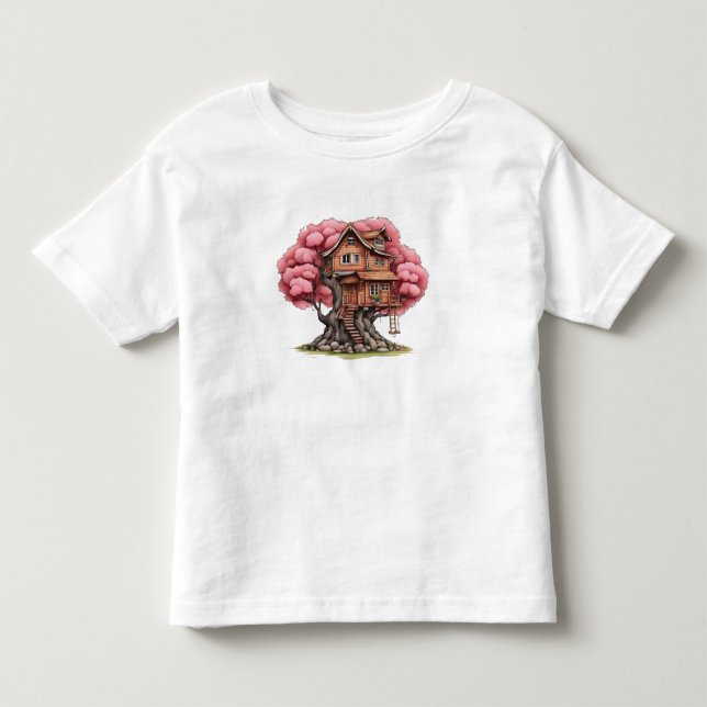 Träd hus i körsbär träd t shirt (Framsida)