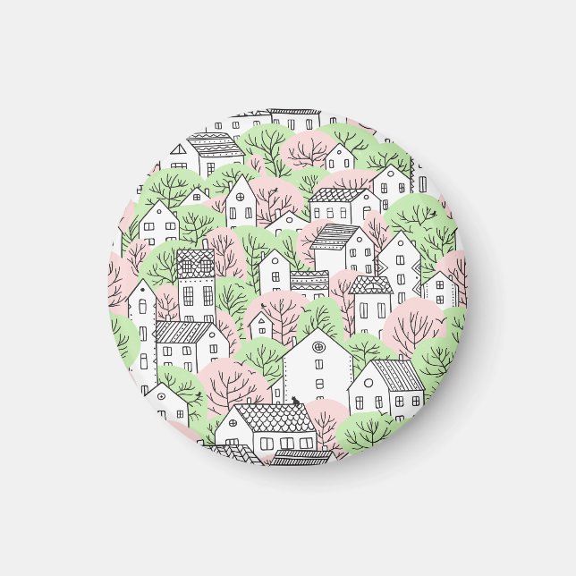 Träd, hus, vår stad magnet (Framsidan)