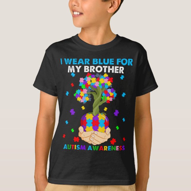 Träd I Bära Blue för min broderautismmedvetenhet T Shirt (Framsida)