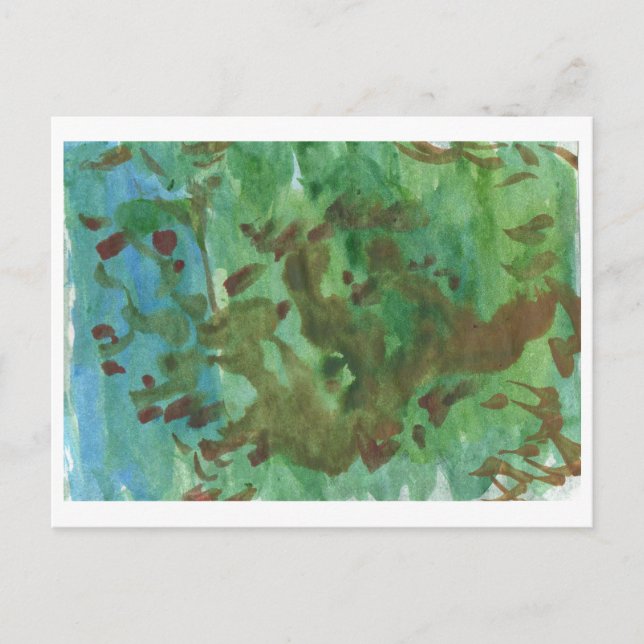 Träd i blått och grönt vykort (Framsida)