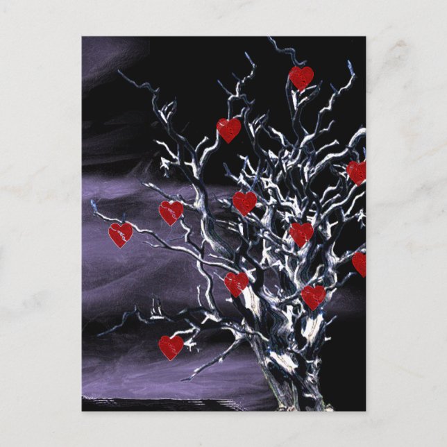 Träd i Broken Hearts Gothic Möhippa-inbjudan Inbjudan Vykort (Framsida)