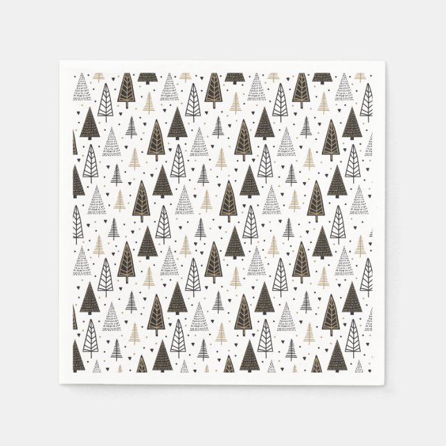 Träd i det moderna Glad helg Hand plockade Gräs Pappersservett (Framsidan)