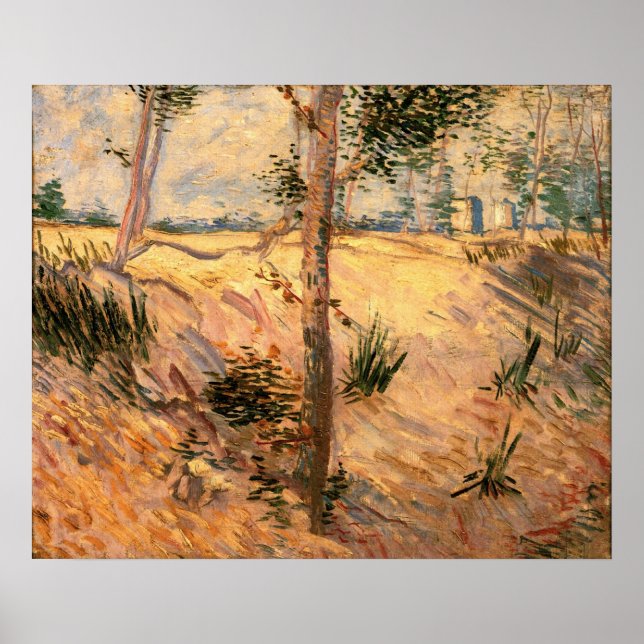 Träd i en åker på en solig dag av Vincent van Gogh Poster (Framsidan)