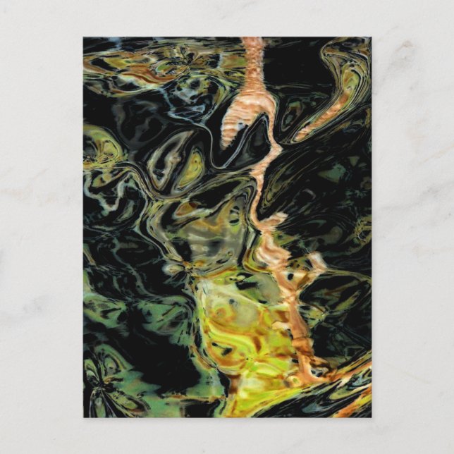 "Träd i en Fält, höst"-Abstrakt Liggande Vykort (Framsida)