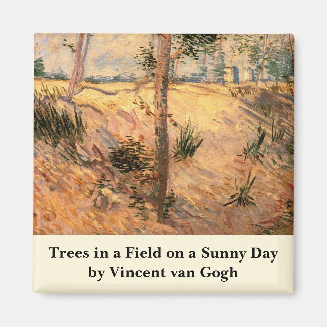 Träd i Fält på en solnydag av Vincent van Gogh Magnet (Framsidan)