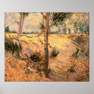 Träd i Fält på en solnydag av Vincent van Gogh Poster