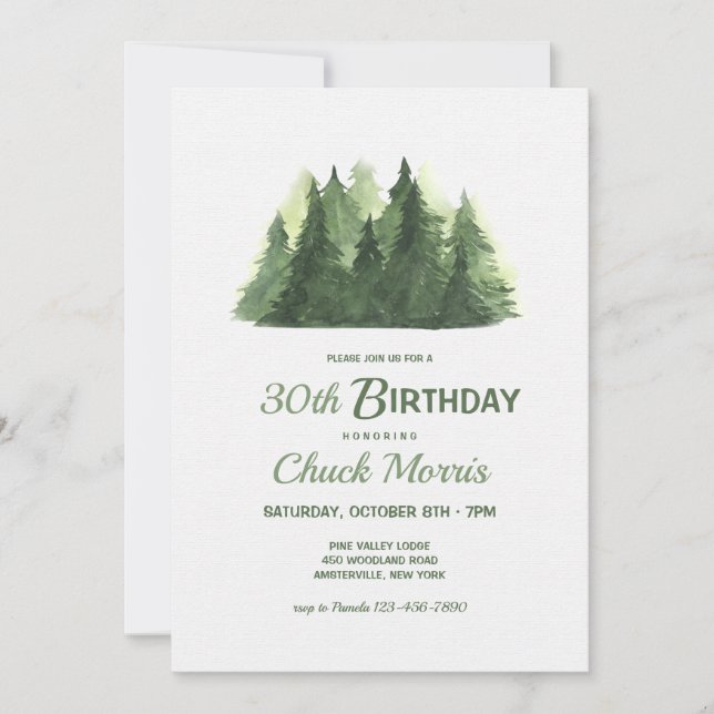 Träd i Forest Birthday Inbjudningar (Framsida)