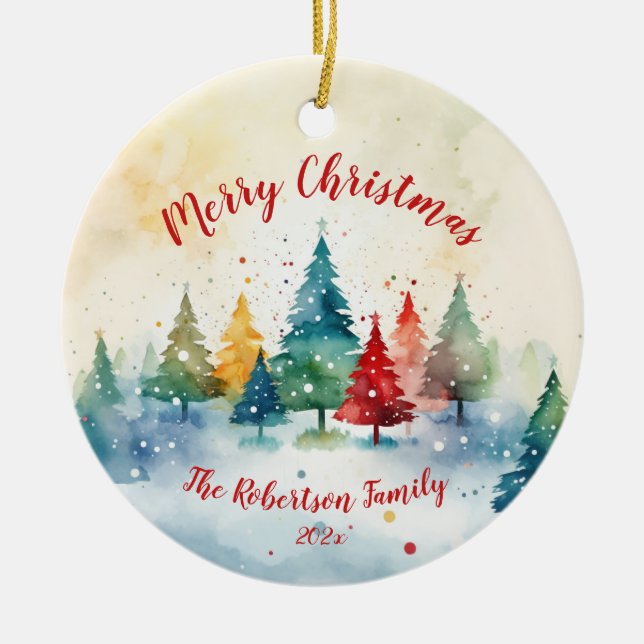 Träd i Gräs i färglös jul Julgransprydnad Keramik (Framsidan)