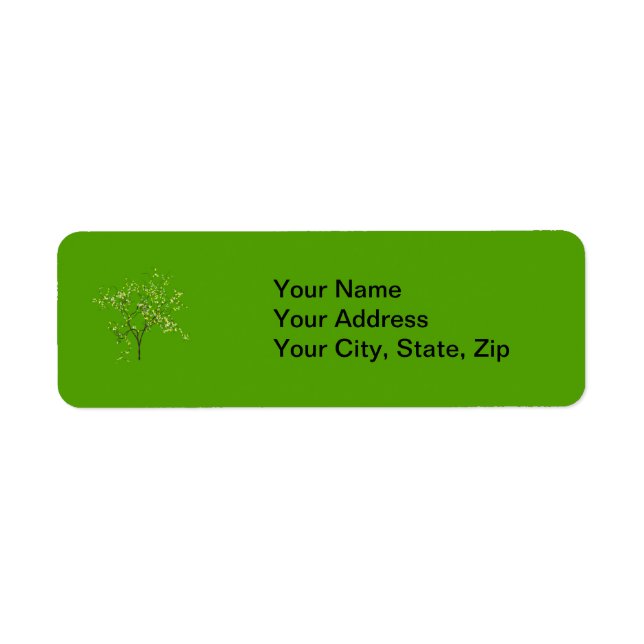 Träd i Grönt - bakgrund Returadress Etikett (Framsidan)