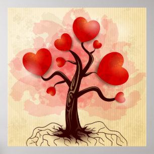 Träd i Hearts Poster