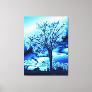 Träd i isblått på Canvas