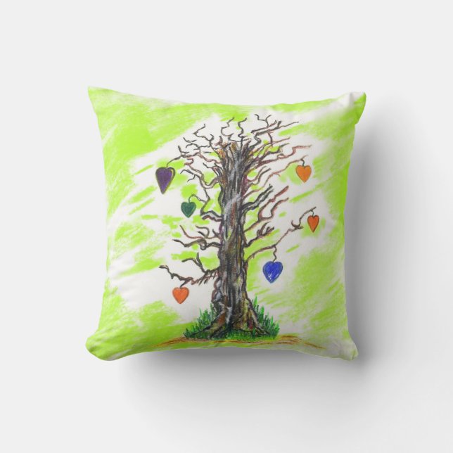 Träd i Kärlek Lime Pillow Kudde (Framsida)