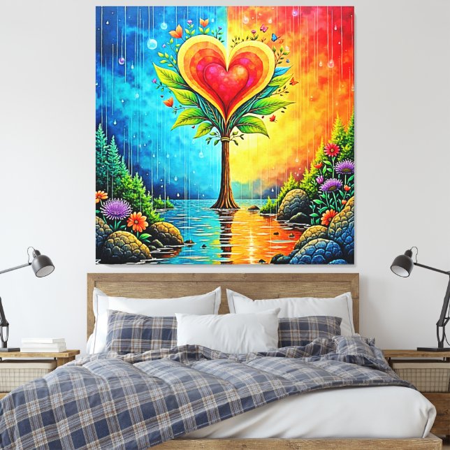 Träd i Kärlek och Life Design Canvastryck (Insitu (sovrum))