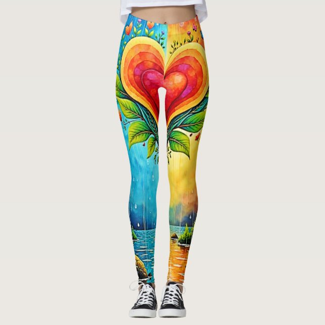 Träd i Kärlek och Life Design Leggings (Framsida)