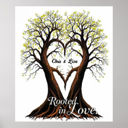 Träd i Kärlek Romantic Nature Art Poster