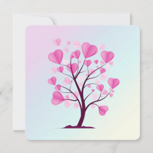 Träd i Kärlek Träd vid Hearts Rosa Pastel Watercol