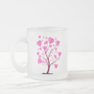 Träd i Kärlek Träd vid Hearts Rosa Pastel Watercol Frostad Glasmugg