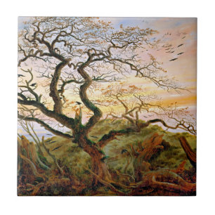 Träd i Kråkorna av Caspar David Friedrich Kakelplatta