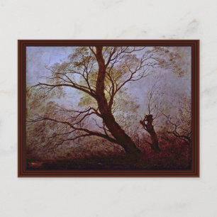 Träd i moonlight av Friedrich Caspar David Vykort