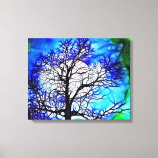 Träd i Moonlight Ligcape Wrapped Canvas