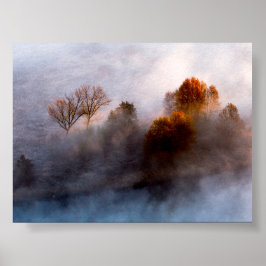 Träd i morgondimma poster