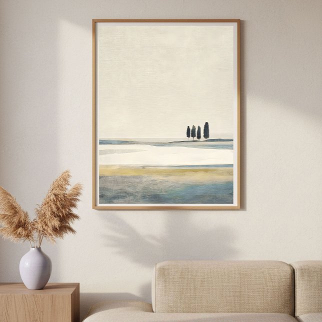 Träd i Öppet Fält Minimal Abstrakt Landskap Poster (Skapare uppladdad)