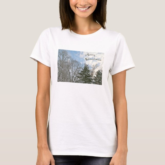TRÄD i SNÖ - GOD JUL T-shirt (Framsida)