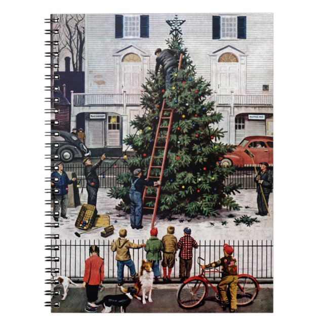 Träd i Town kvadrerar Anteckningsbok Med Spiral (Framsidan)