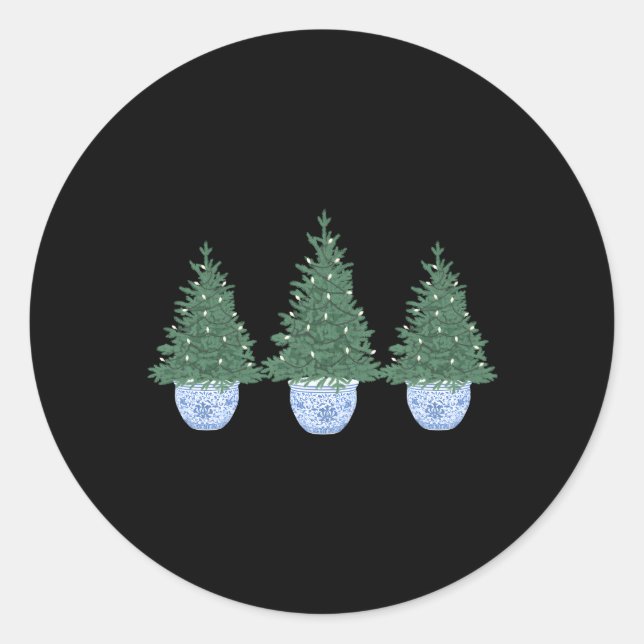 Träd in Chinoiserie Bowl Runt Klistermärke (Framsida)