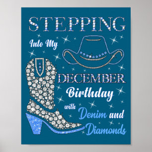 Träd in i min december- födelsedag med Denim och D Poster