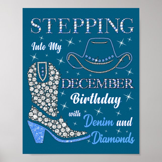 Träd in i min december- födelsedag med Denim och D Poster (Framsidan)