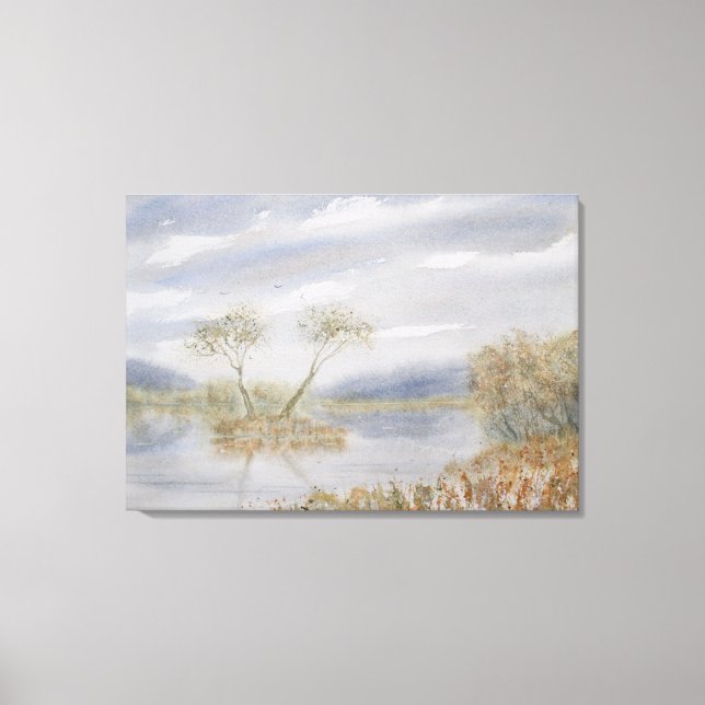 Träd Island Watercolor Ligcape Canvastryck (Framsida)