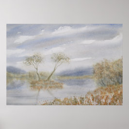 Träd Island Watercolor Ligcape Poster