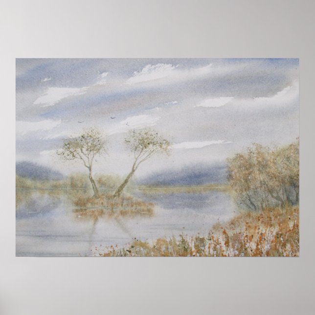 Träd Island Watercolor Ligcape Poster (Framsidan)