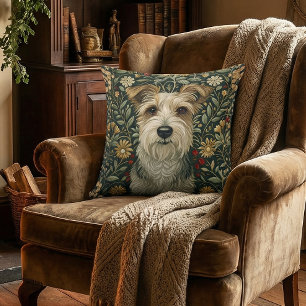 Tråd Jack Russell Terrier i Cottagecore-trädgård Kudde