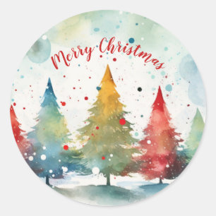 Träd jul i Gräs Runt Klistermärke