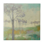 Träd Kakelplatta<br><div class="desc">Träd stativ II av Jennifer Goldberger. Har träd i muterat färg mot gröntens bakgrund.</div>